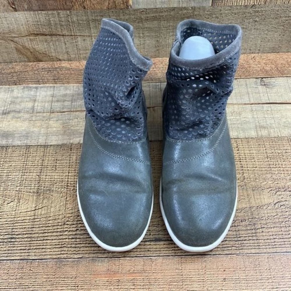Emu Australia Gray Leather Suede Perforated Numeralla Ankle Boots‎ Womens 8.5 - Picture 3 of 13